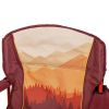 Oversized Camp Chair with Cooler, Ombre Mountains Design, Red and Orange