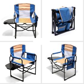 Camping Directors Chair, Heavy Duty,Oversized Portable Folding Chair with Side Table, Pocket for Beach, Fishing,Trip,Picnic,Lawn,Concert Outdoor Folda (Color: Light Blue)