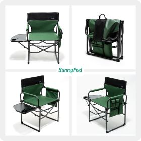 Camping Directors Chair, Heavy Duty,Oversized Portable Folding Chair with Side Table, Pocket for Beach, Fishing,Trip,Picnic,Lawn,Concert Outdoor Folda (Color: Green)