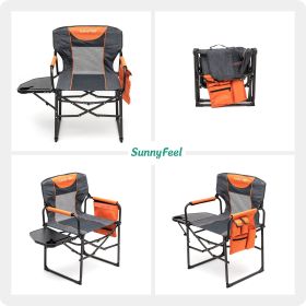 Camping Directors Chair, Heavy Duty,Oversized Portable Folding Chair with Side Table, Pocket for Beach, Fishing,Trip,Picnic,Lawn,Concert Outdoor Folda (Color: Orange)