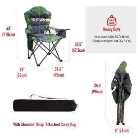 Camping Chair With Armrest, Side Pouch & Cooler, Oversized Padded Backpacking Chair With Cup Holder & Storage Bag, Outdoor Portable Hiking & Lawn Chai (Color: Green)